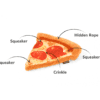 PLAY Snack Attack Collection Puppy-roni Pizza Puppy-rona pizza, yum! De PLAY Snack Attack Collection - Puppy-roni Pizza is een mooi groot speeltje voor de hond in de vorm van een pizzapunt. Met ingebouwd touw, 3 kleine ronde piepers en een krakelend geluid. Dat moet die knapperige korst zijn. De P.L.A.Y. Puppy-roni Pizza is een mooi groot speeltje voor de hond. Als dit een echte pizzapunt zou zijn, dan zou het wel van een reuze pizza afkomstig zijn. Het speeltje heeft verschillende structuren stof, zacht pluche, sterke nylonstof als stukjes peperoni en een ribstof pizzabodem.  De pizzapunt is vrij plat en dus en geweldig speeltje om mee rond te rennen. De P.L.A.Y. Puppy-roni Pizza heeft 3 kleine piepers een ingenaaid speeltouw in de pizzakorst en krinkelend materiaal door het hele speeltje heen.  Let op: Er is geen enkel hondenspeelgoed in de wereld wat niet kapot kan. Ondanks de dubbele stiksels, dubbele laag stof aan de buitenkant en de algehele stevigheid van het speelgoed, zou het kapot kunnen gaan. Op hondenspeelgoed zit geen garantie.Kies dus het juiste soort speeltje voor jouw hond zijn kauw- en speelbehoefte. Haal kapotte speeltjes meteen weg en laat jouw hond alleen spelen onder toezicht. Over P.L.A.Y. Hondenspeelgoed PLAY staat bekend om hun fantastische design en vrolijke, aansprekende kleuren. Bij A Lot for Doodles vind je een ruim assortiment van PLAY hondenspeelgoed. Shop naast de Barking Brunch collectie ook de Tropical Paradise Collectie van PLAY in onze shop! PLAY Dog Toys Het hondenspeelgoed van P.L.A.Y. is handgemaakt en de stevige buitenkant en dubbel gestikte randen zorgen voor extra duurzaamheid. De vulling van de speeltjes is gemaakt van gerecycled materiaal. Verder voldoet het hondenspeelgoed van Play aan dezelfde strenge kwaliteitsnormen voor het vervaardigen van baby- en kinderspeelgoed. In de speeltjes worden er AZO-vrije kleurstoffen gebruikt. Daarnaast zijn de speeltjes geschikt voor de wasmachine en droger. P.L.A.Y. hondenspeelgoed Het hondenspeelgoed van PLAY wordt in Amerika ontworpen. Bekend van Instagram Als jij honden volgt via Instagram, dan kan het niet missen dat je de P.L.A.Y. hondenspeeltjes wel eens voorbij hebt zien komen. Niet zo gek want de grappige en levensechte speeltjes zijn perfect voor een geweldige foto samen met jouw hond. Vergeet je A Lot for Doodles niet te taggen op Instagram? PLAY hondenspeeltjes bij A Lot for Doodles Bestel je Play hondenspeelgoed eenvoudig bij A Lot for Doodles. Of je nu een lief en schattig knuffeltje zoekt of een grappige, ondeugende speelkameraad voor je hond, je slaagt zeker weten met het ruime assortiment wat uit voorraad leverbaar is. Heb je vragen over onze producten of advies nodig wat je het beste kunt bestellen? Neem gerust contact met ons op, we helpen je graag verder.