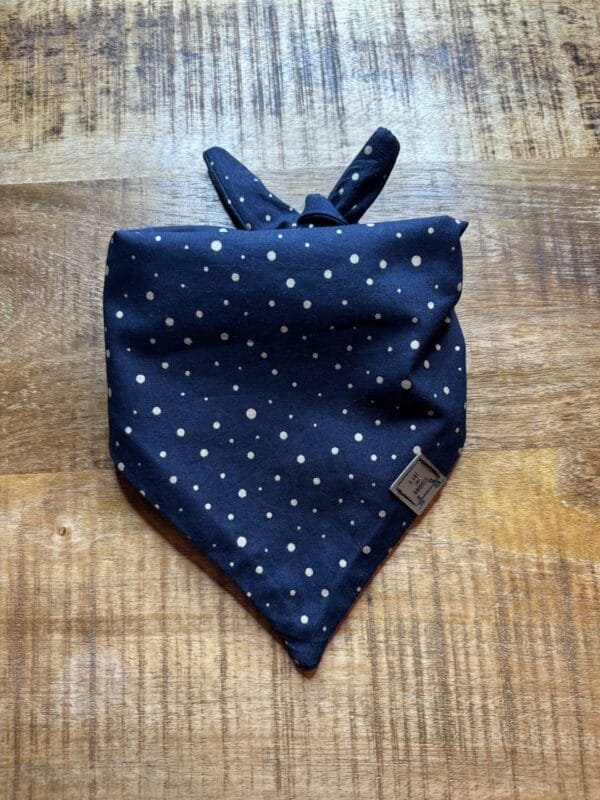 Bandana Gold and Blue Met deze Bandana Gold and Blue van A Lot for Doodles ziet jouw hond er uit om door een ringetje te halen. De bandana is handgemaakt en van 100% katoen. De Bandana is door de driehoekige vorm gemakkelijk te knopen een aan te passen in elke gewenste grootte. De bandana is geschikt voor zowel kleine als grote honden met een nekomtrek van maximaal 50 cm. Voor kleine honden kun je de bandana aan de bovenzijde een paar keer omvouwen, zodat hij als gegoten zit :) Productspecificatie Bandana Gold and Blue Materiaal: Katoen Vorm: Driehoek, aan beide zijden bedrukt. Kleur: Blauw met gouden stippen Merk: Handmade by A Lot for Doodles Maat: Nekomtrek maximaal 50 cm Wasvoorschrift: 30 graden Pinwheels, Bow Tie's en Bandana's voor honden kopen Bij A Lot for Doodles vind je een mooie selectie aan pinwheels, strikjes en bandana's voor honden. Zo kan elke hond goed gestyled de straat op Bandana's en strikjes voor honden Kleding maakt de hond. De Bandana's van A Lot for Doodles of de  strikjes en bandana's van Huxley and Kent zijn een echte eyecather. Jouw hond ziet er met de Banda's van A Lot for Doodles uit om door een ringetje te halen. De bandana's hebben verschillende designs zodat er altijd wel een passende bandana te vinden is voor jouw hond. Bekend van Instagram Als jij honden volgt via Instagram, dan kan het niet missen dat je wel eens de mooiste bandana's, strikjes en pinwheels voorbij hebt zien komen. Niet zo gek want de bandana's & strikjes zijn perfect voor een geweldige foto van jouw hond. Vergeet je A Lot for Doodles niet te taggen op Instagram? Bestel Bandana's en strikjes voor honden bij A Lot for Doodles Bestel je bandana's en strikjes voor jouw hond eenvoudig bij A Lot for Doodles. Of je nu een burberry design strik zoekt of een vrolijke bandana, met ons ruime assortiment wat uit voorraad leverbaar is zit er altijd een passende bandana of strik tussen. Ook voor het leukste (interactieve) hondenspeelgoed, shampoo's voor honden en lekkere hondensnacks kun je bij ons terecht. Heb je vragen over onze producten of advies nodig wat je het beste kunt bestellen? Neem gerust contact met ons op, we helpen je graag verder.
